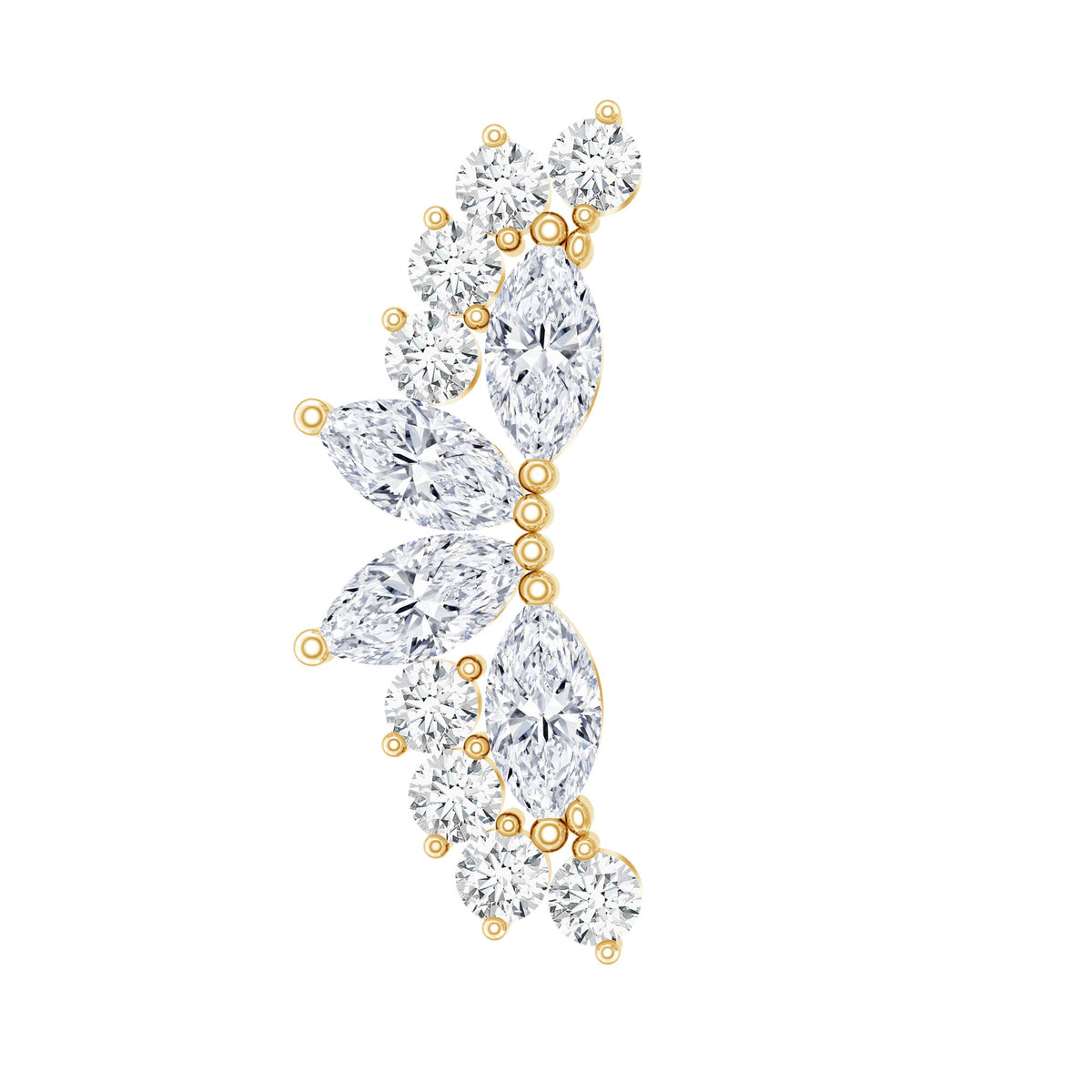 Unique Diamond Crawler Earring for Cartilage Piercing