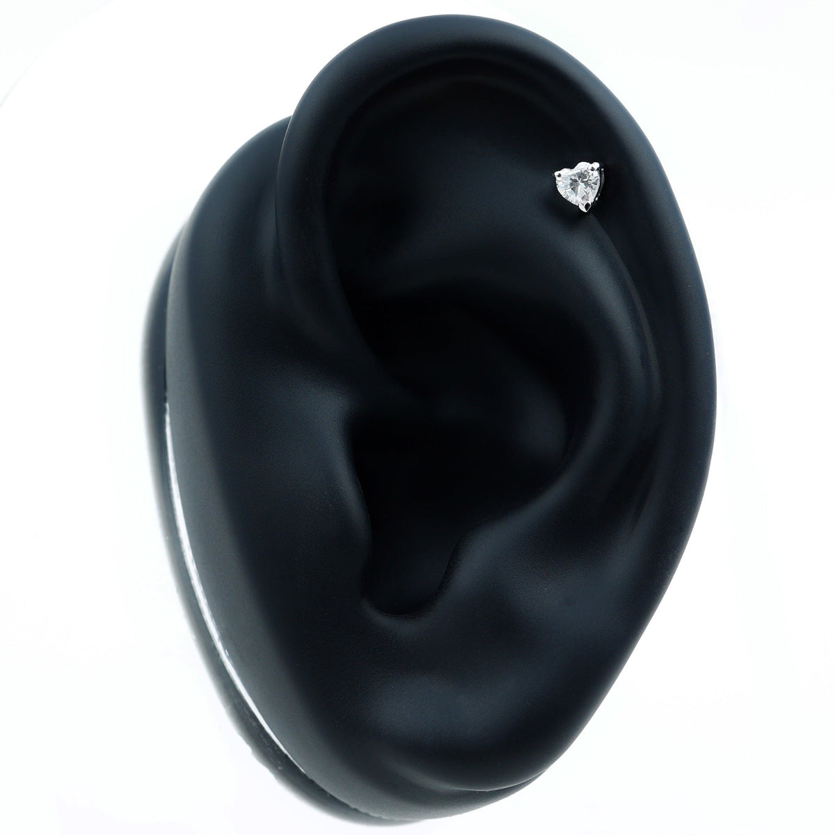 Solitaire Diamond Heart Earring with Flat Back