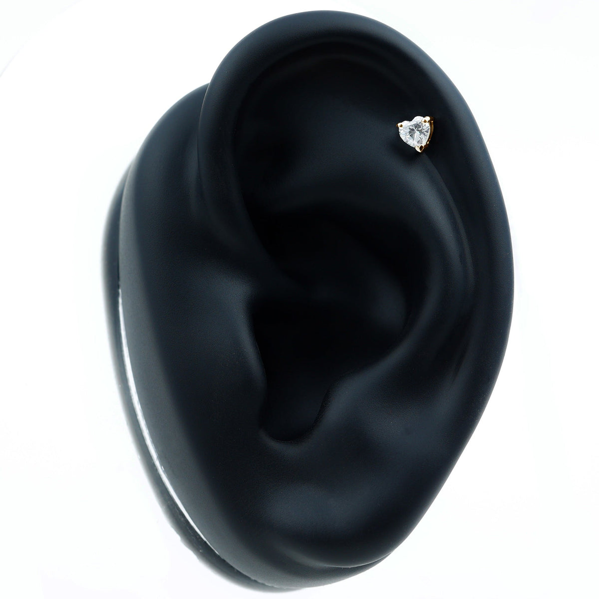 Solitaire Diamond Heart Earring with Flat Back