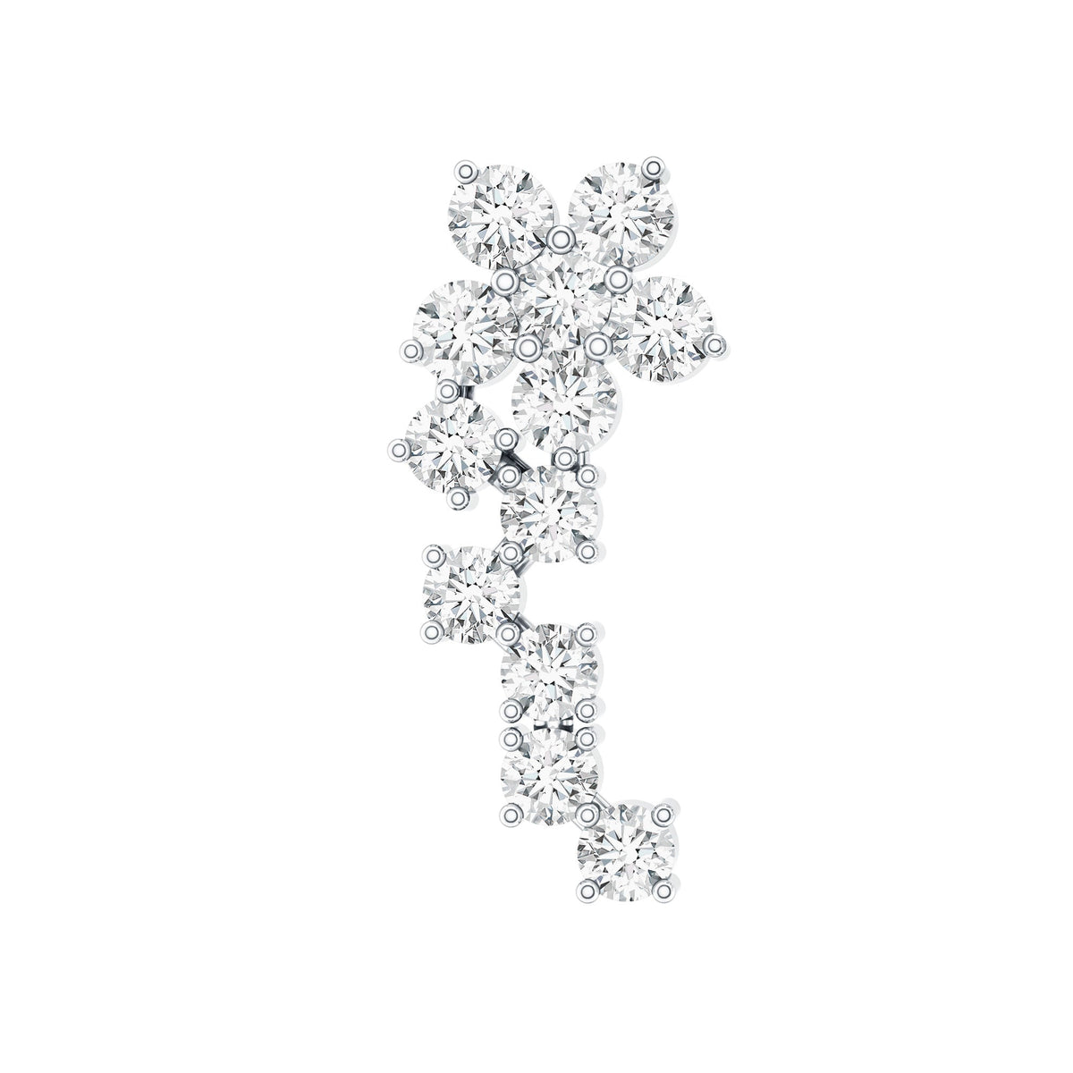 Diamond Floral Cluster Earring for Helix Piercing
