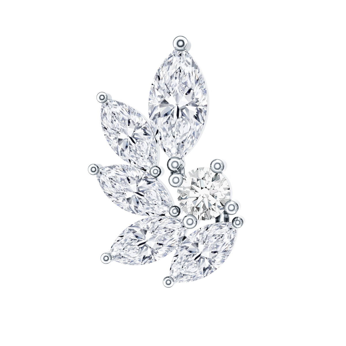Marquise Diamond Leaf Cluster Earring for Cartilage Piercing