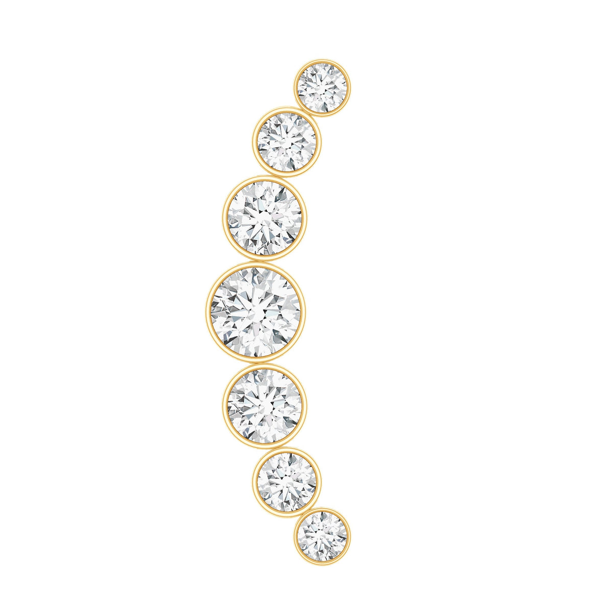 Graduated Diamond Crawler Helix Earring in Bezel Set