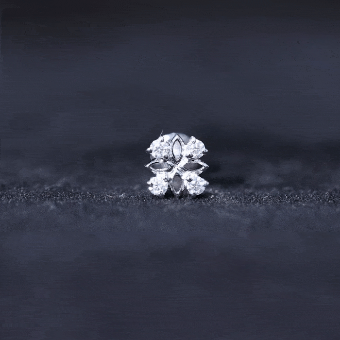 Nature Inspired Certified Diamond Flower Earring for Helix Piercing