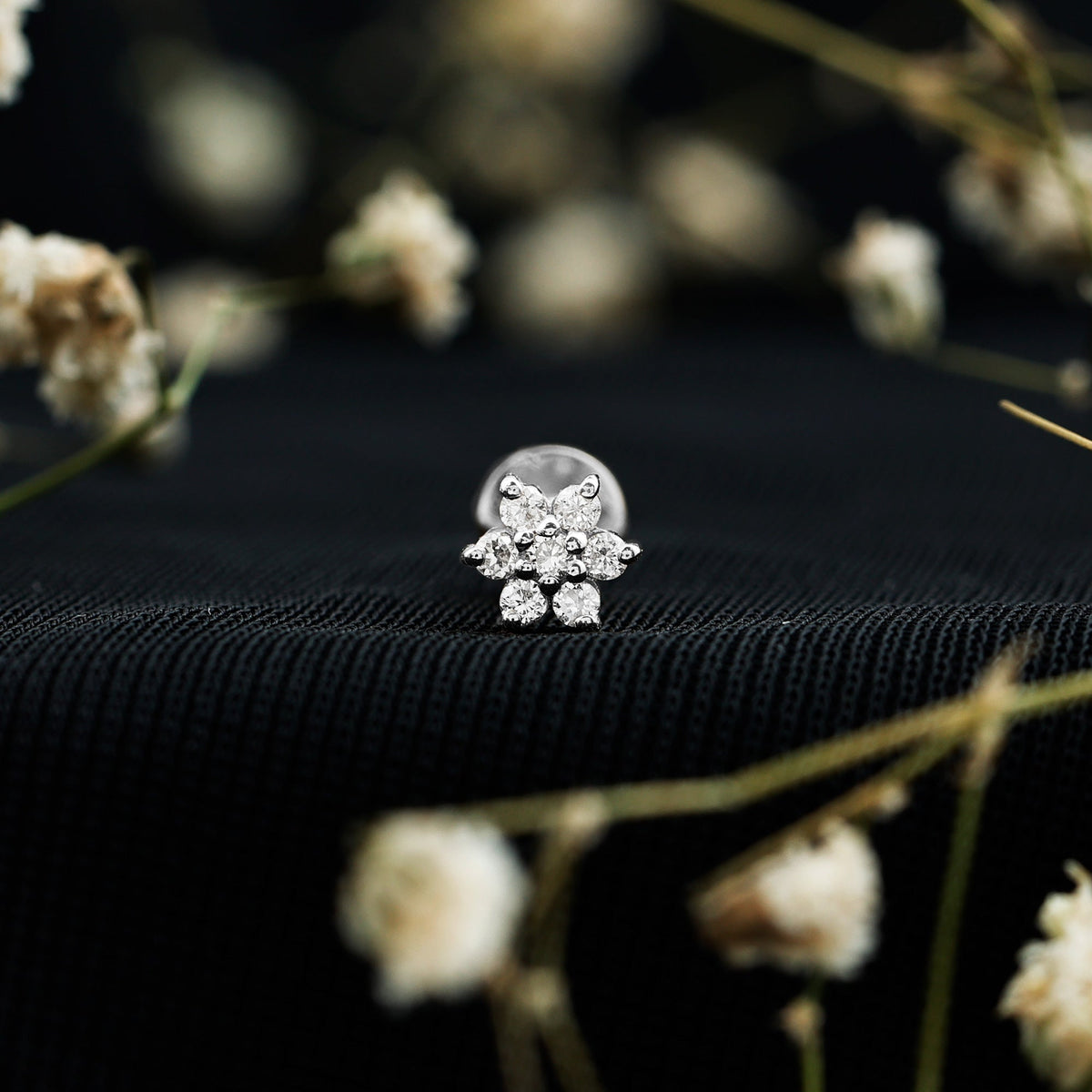 Simple Diamond Flower Cartilage Earring
