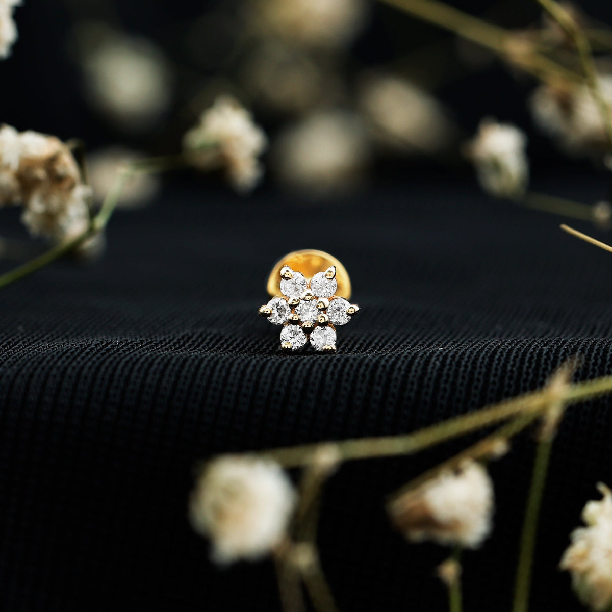 Simple Diamond Flower Cartilage Earring