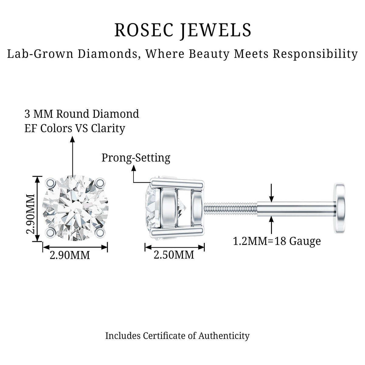 Minimalist Diamond Solitaire Conch Earring