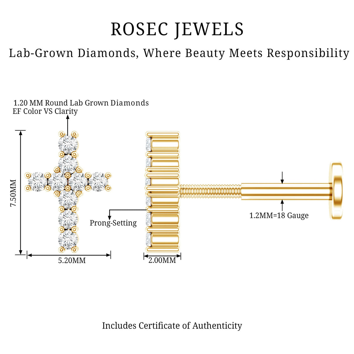 Minimalist Diamond Cross Cartilage Earring