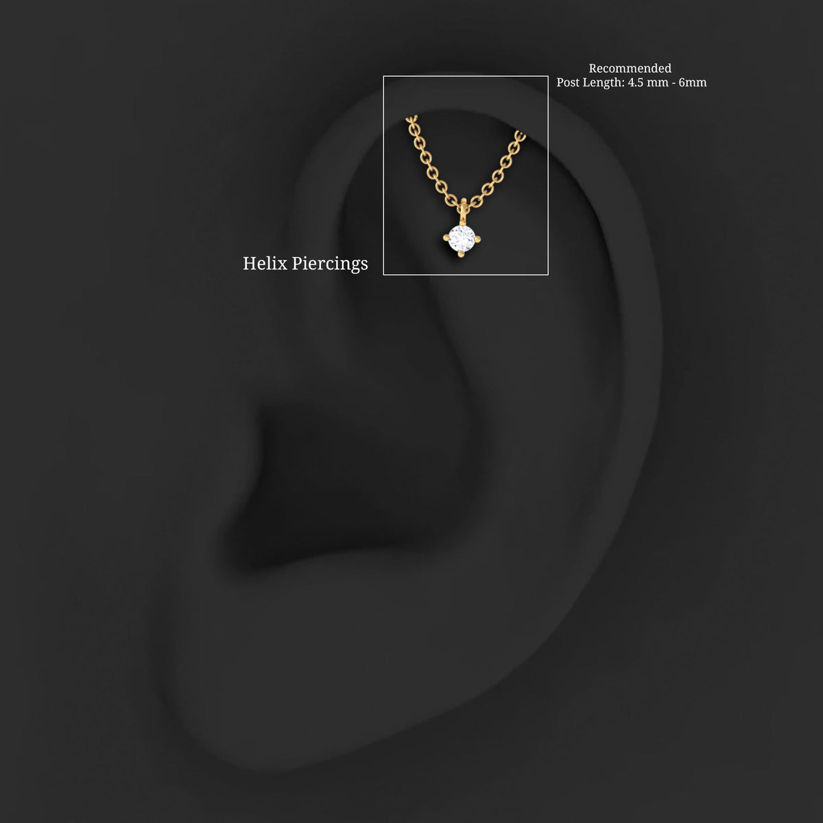 Single Diamond Hidden Helix Earring with Chain
