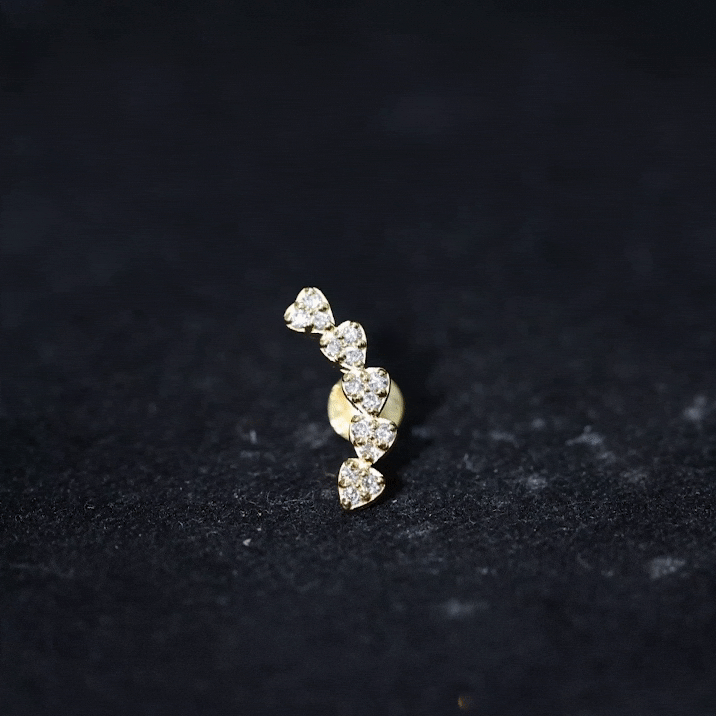 Diamond Heart Crawler Earring for Helix Piercing