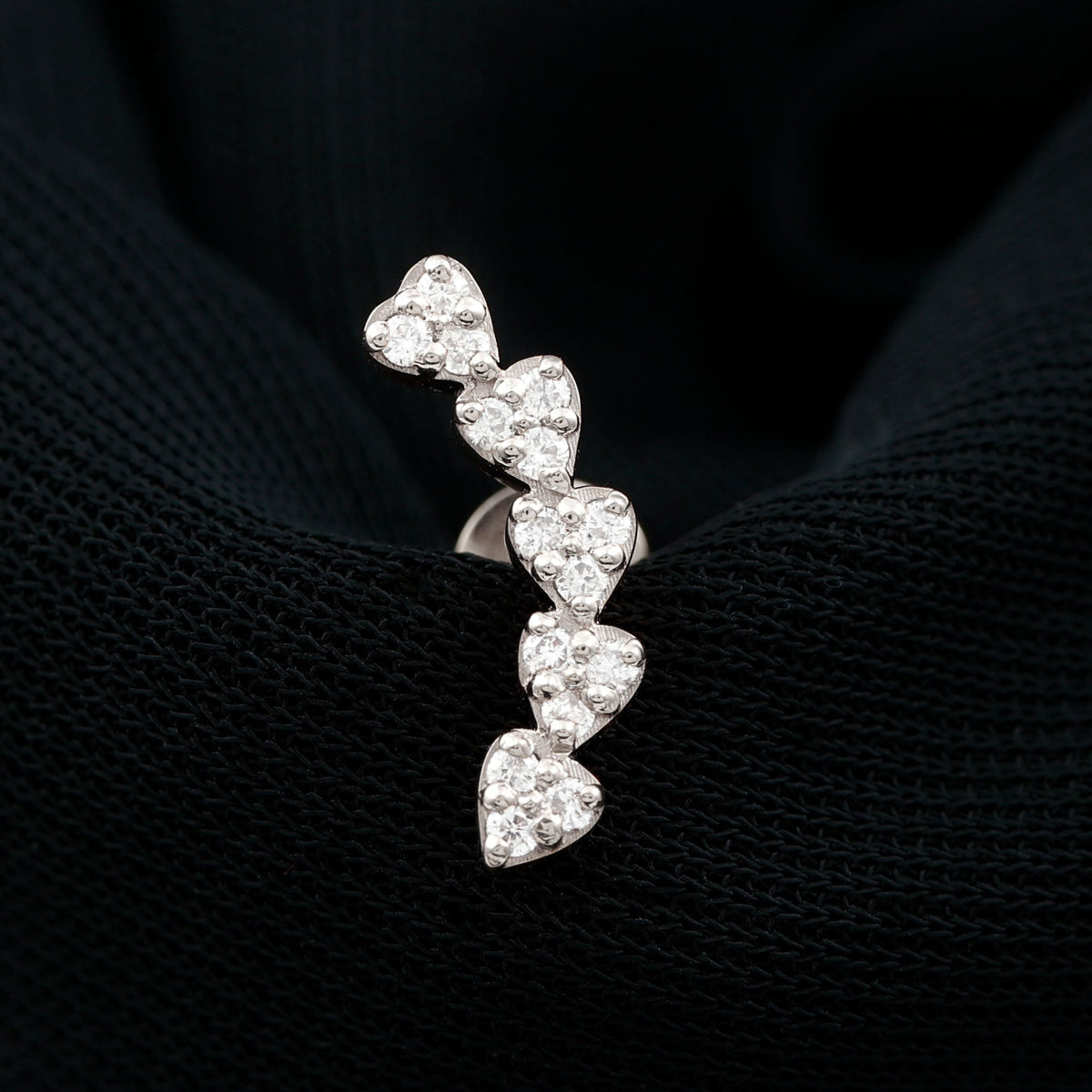 Diamond Heart Crawler Earring for Helix Piercing