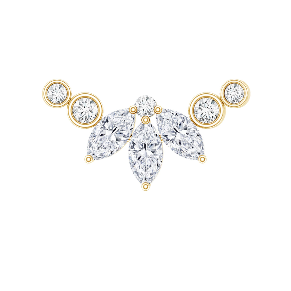 Marquise Diamond Crawler Earring for Cartilage Piercing