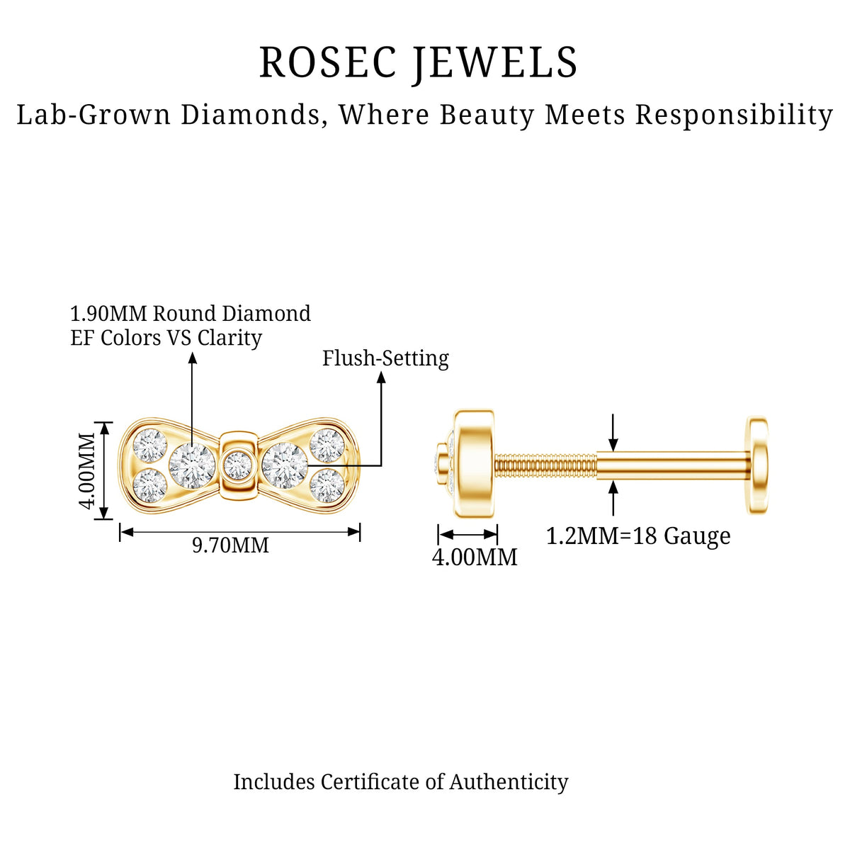 Diamonds Bow Cartilage Piercing Earring