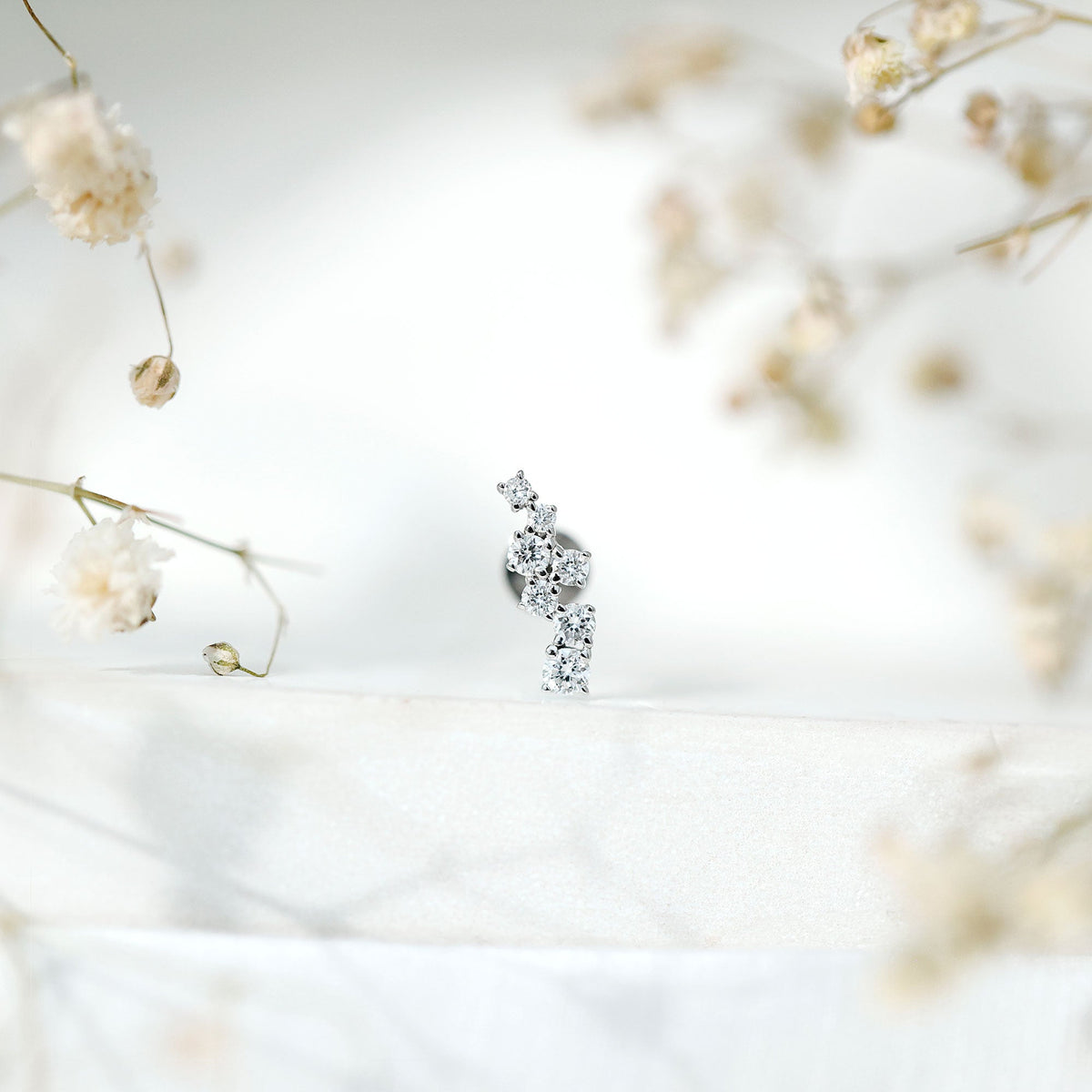 Simple Diamond Helix Piercing Earring with Flat Back