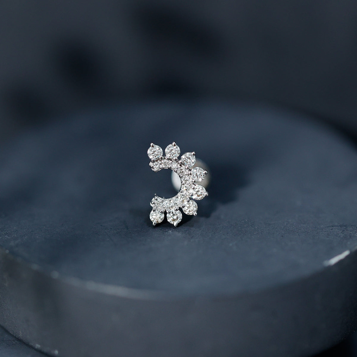 Real Diamond Horseshoe Earring for Helix Piercing