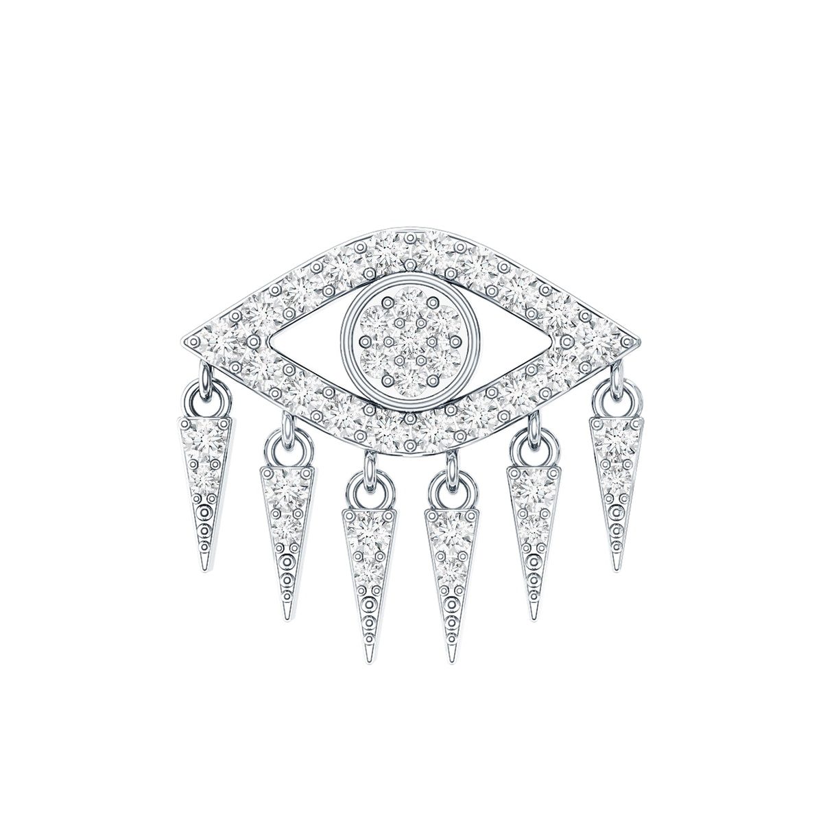 Diamond Evil Eye Earring for Upper Lobe Piercing