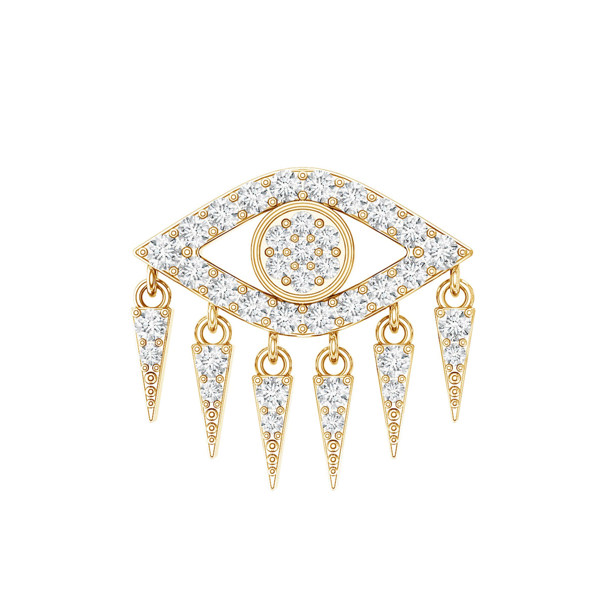 Diamond Evil Eye Earring for Upper Lobe Piercing