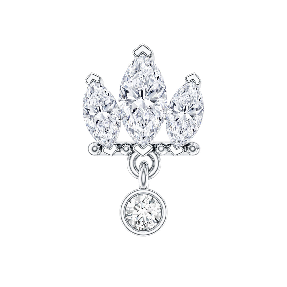 Three Marquise Shape Diamond Helix Drop Earring