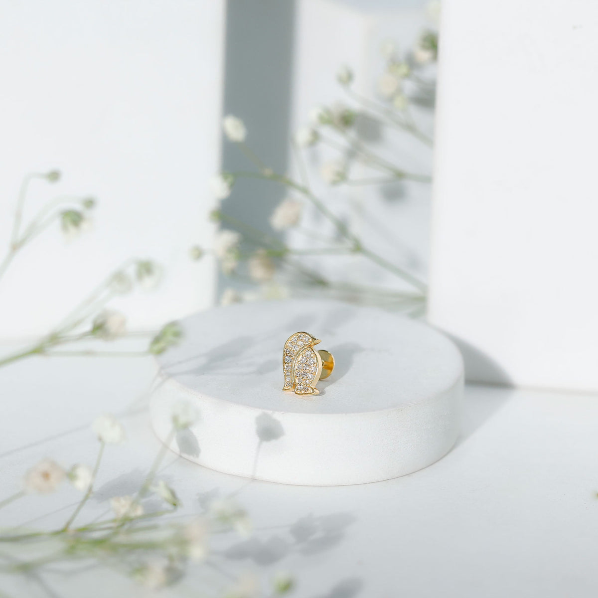 Cute Diamond Penguin Earring for Cartilage Piercing