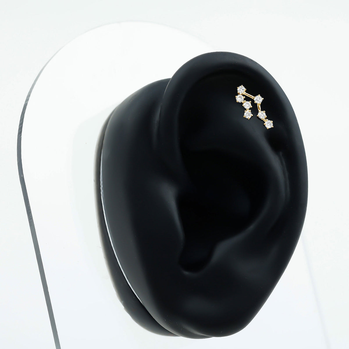 Round Diamond Gemini Zodiac Cartilage Earring