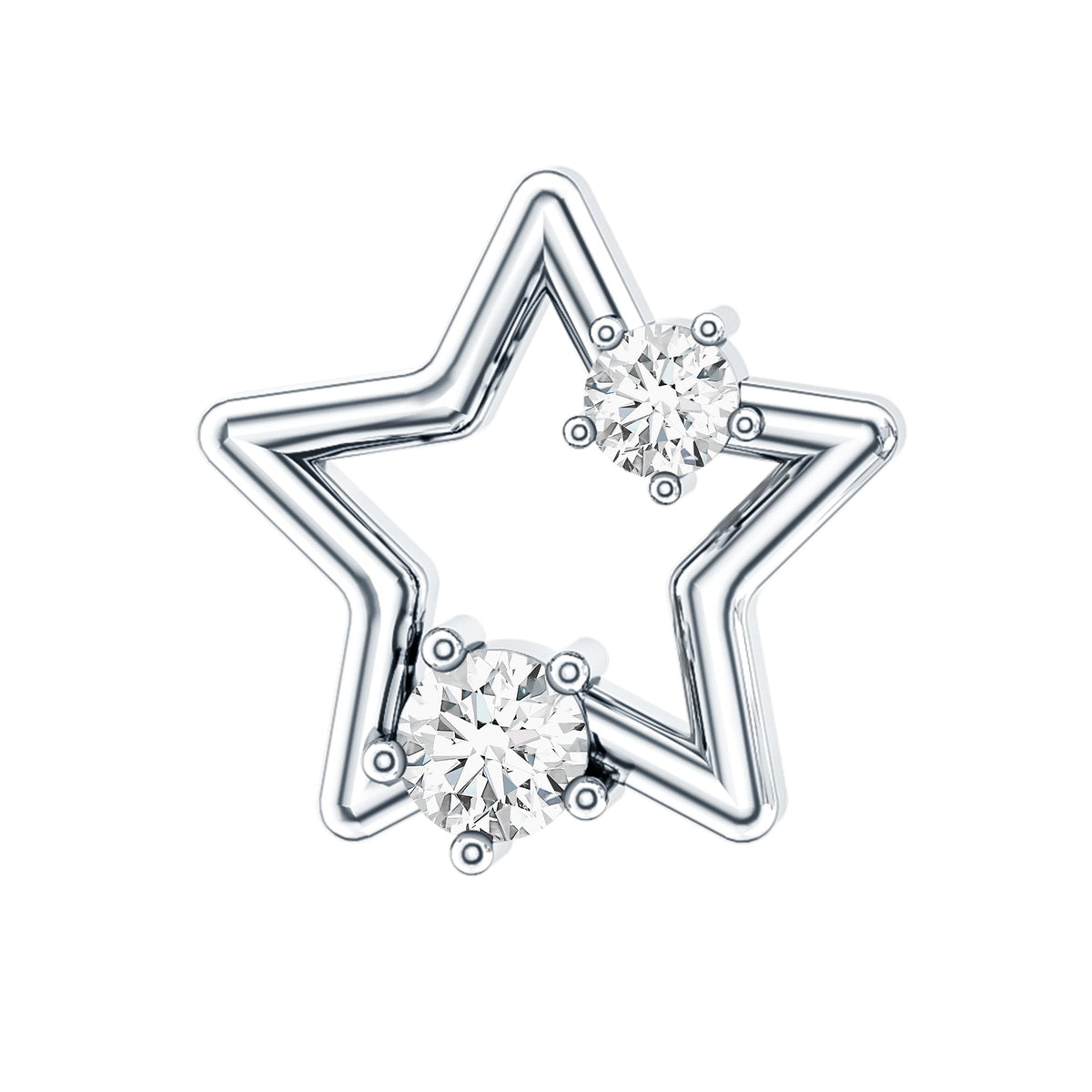 Certified Diamond Star Earring for Upper Lobe Piercing