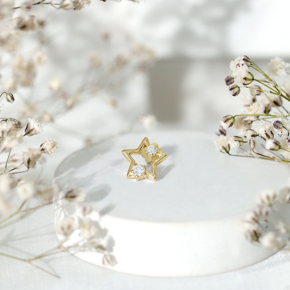 Certified Diamond Star Earring for Upper Lobe Piercing