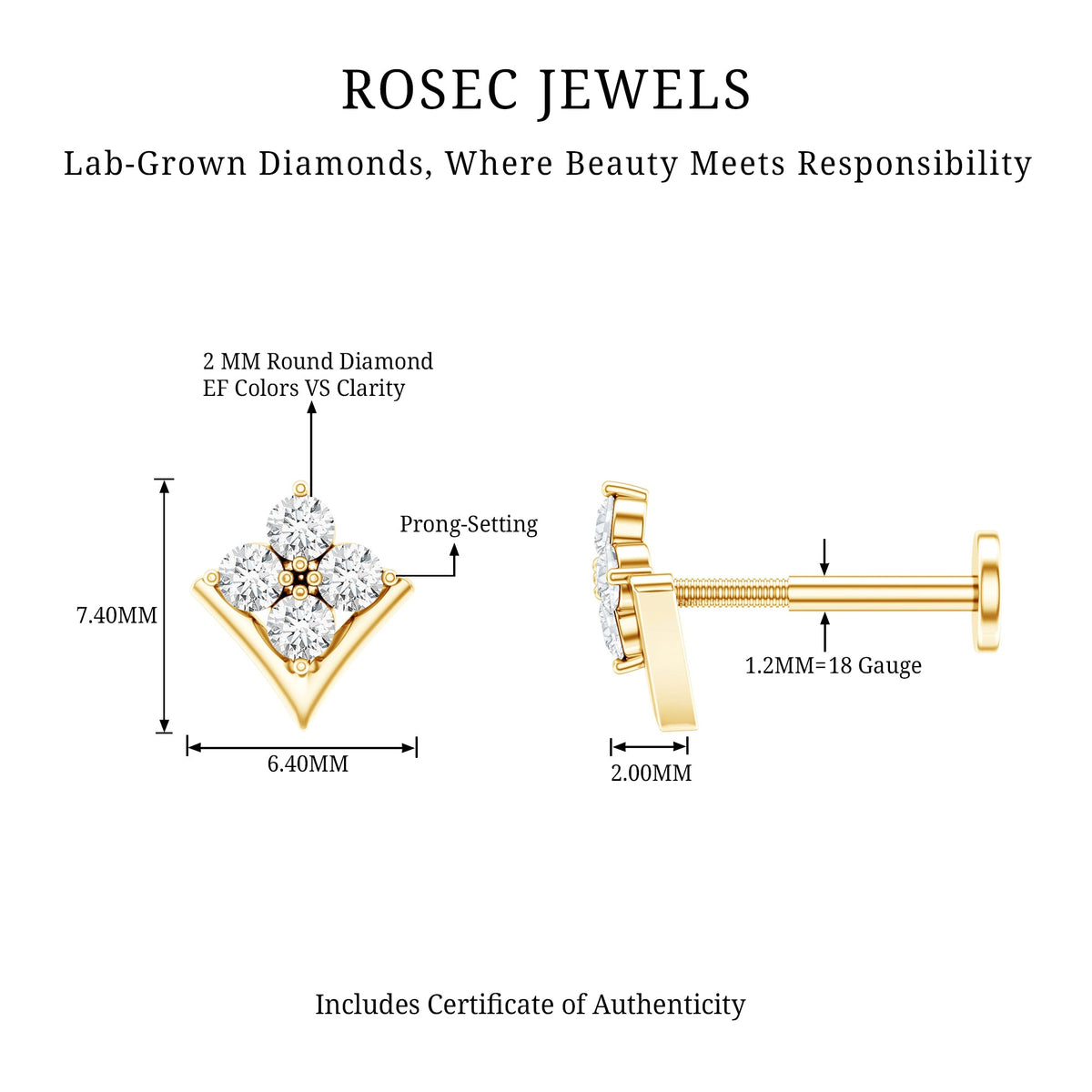 Diamond Cluster Upper Lobe Earring