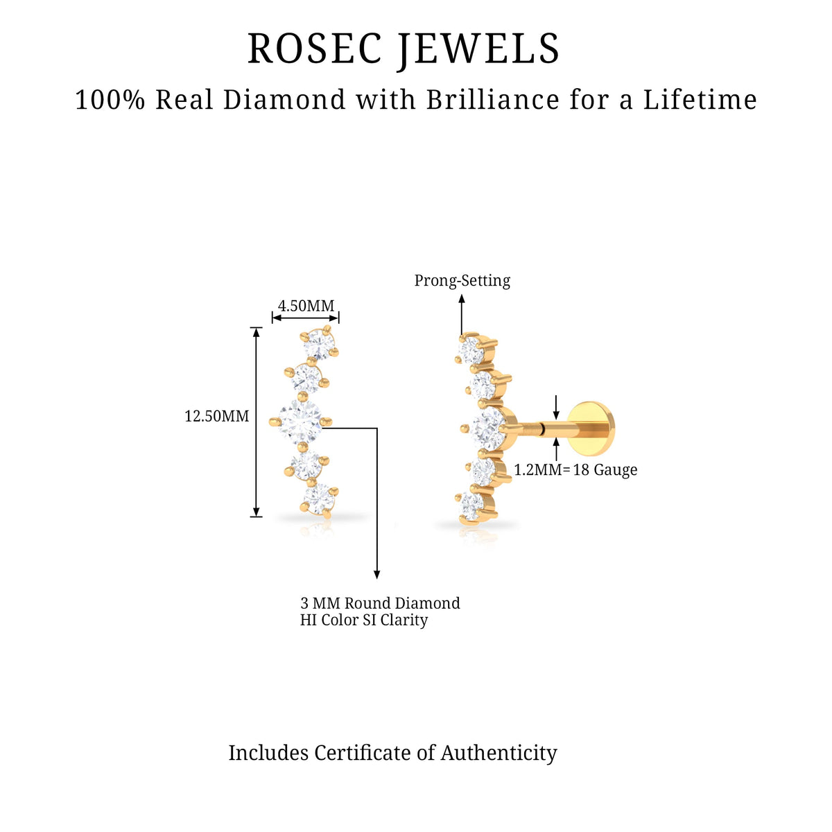 Graduated Style Diamond Crawler Earring for Women