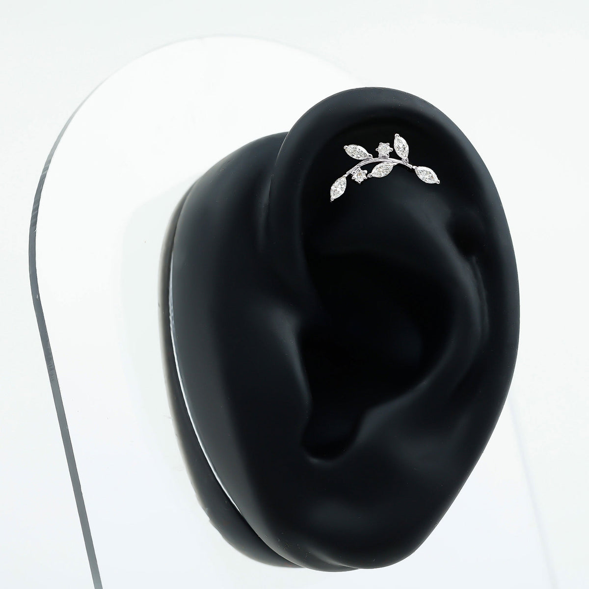 Womens Marquise Diamond Leaf Crawler Earring