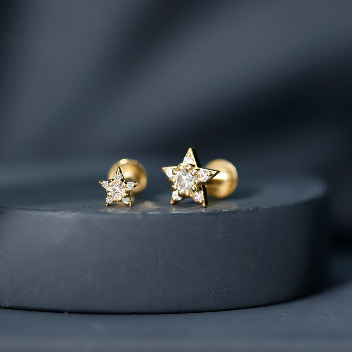 Minimalist Diamond Star Earring for Tragus Piercing