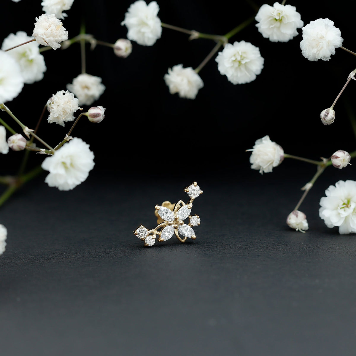 Diamond Flower Crawler Earring