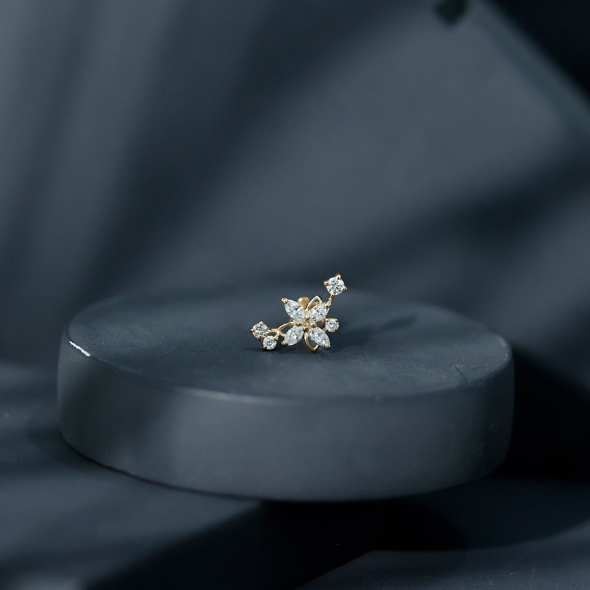 Diamond Flower Crawler Earring