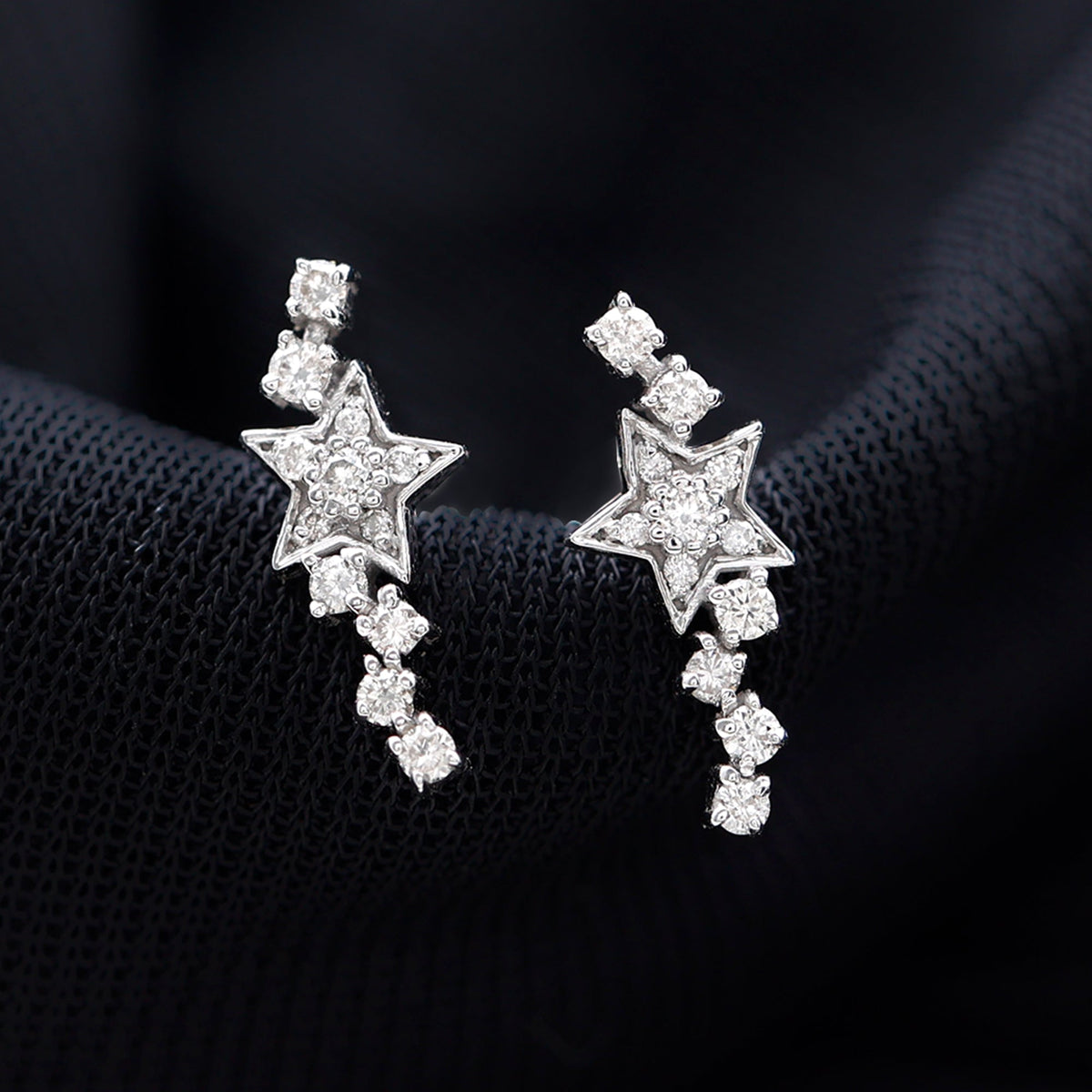 Certified Diamond Star Crawler Earring for Helix Piercing