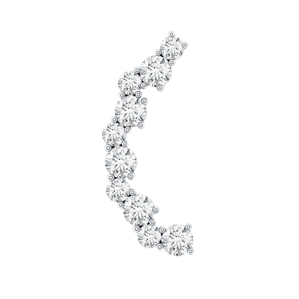 Round Cut Moissanite Ear Crawler Earring for Helix Piercing