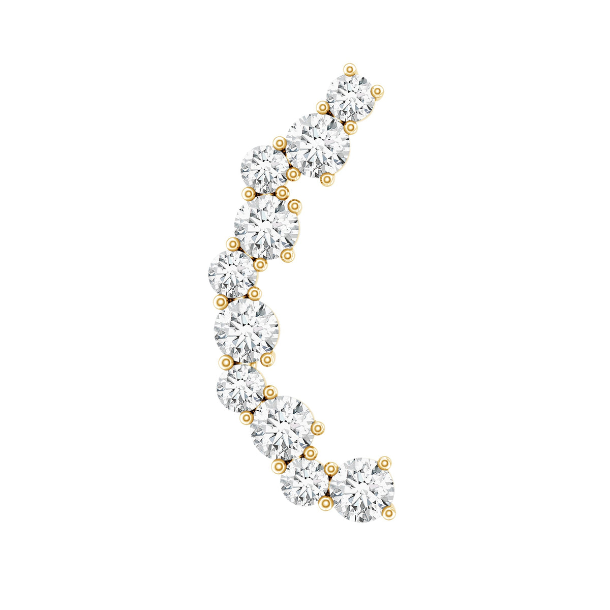 Round Cut Moissanite Ear Crawler Earring for Helix Piercing