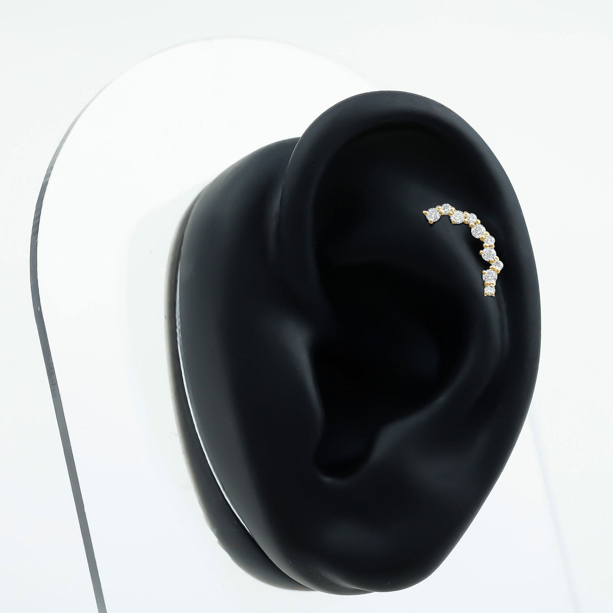 Round Cut Moissanite Ear Crawler Earring for Helix Piercing