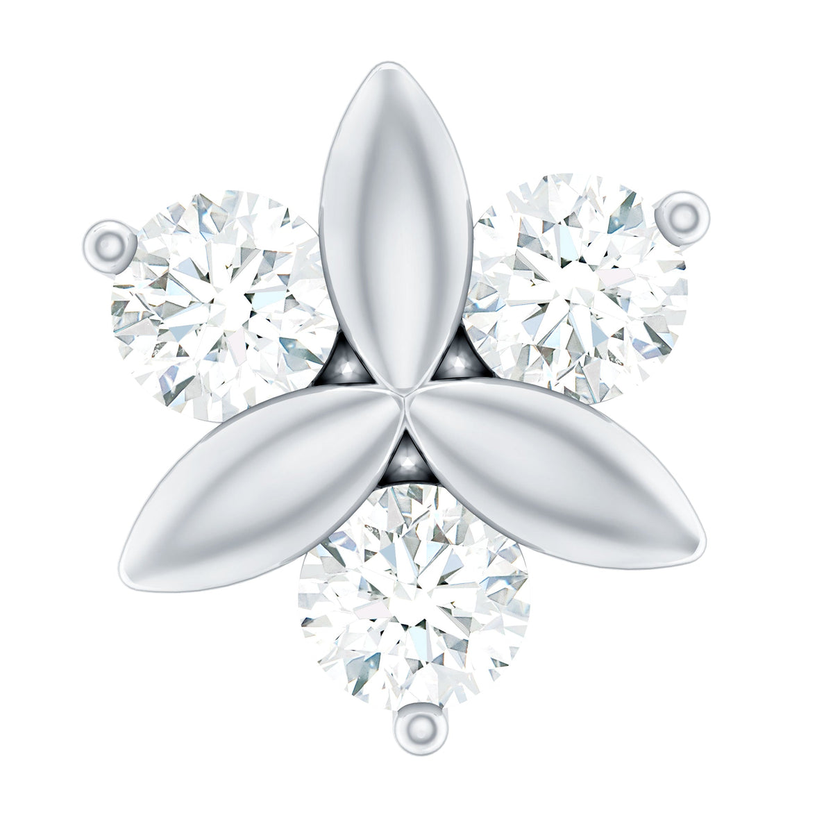 Brilliant Cut Diamond Floral Earring for Conch Piercing