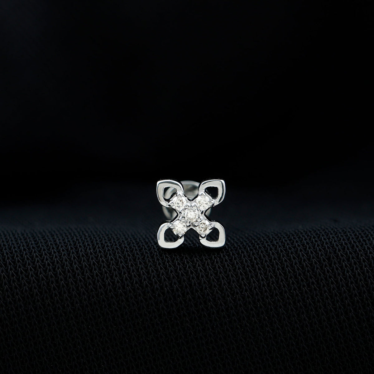 Real Diamond Floral Earring for Cartilage Piercing