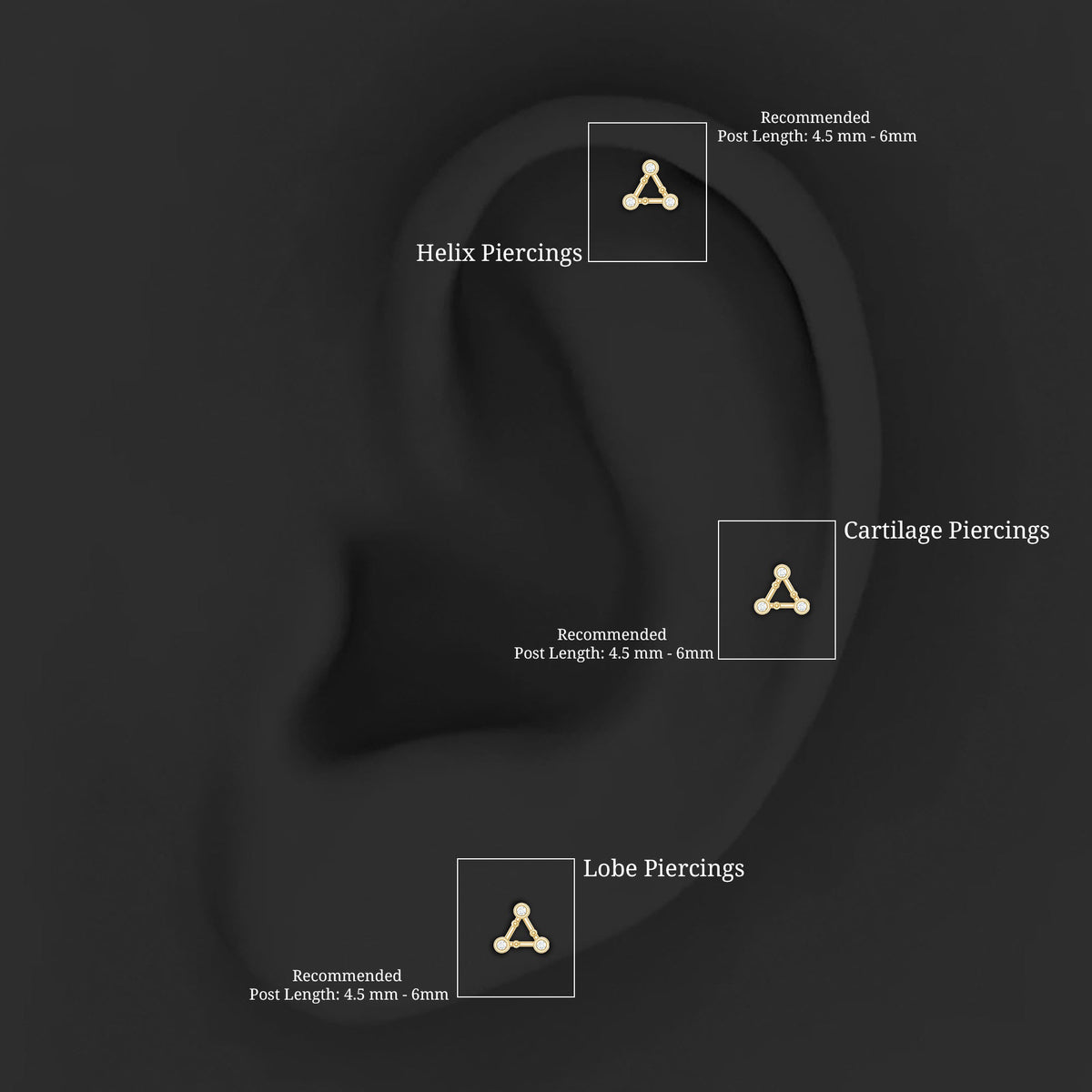 Diamond Open Triangle Earring for Conch Piercing