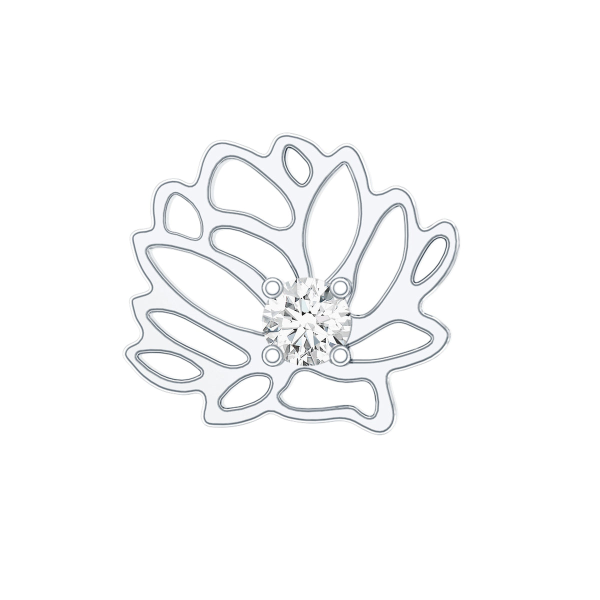 Diamond Lotus Flower Earring for Conch Piercing