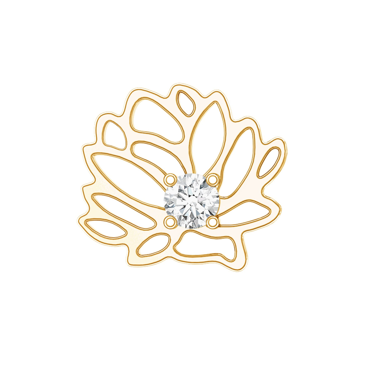 Diamond Lotus Flower Earring for Conch Piercing