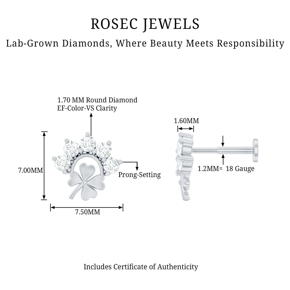 Diamond Four Leaf Clover Earring