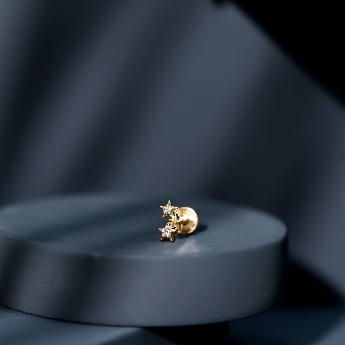 Genuine Round Diamond Three Star Cartilage Earring
