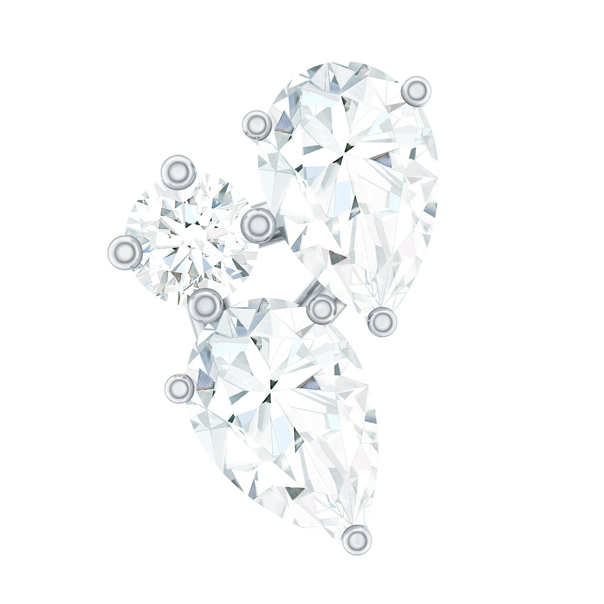 Pear and Round Cut Moissanite Cluster Helix Earring
