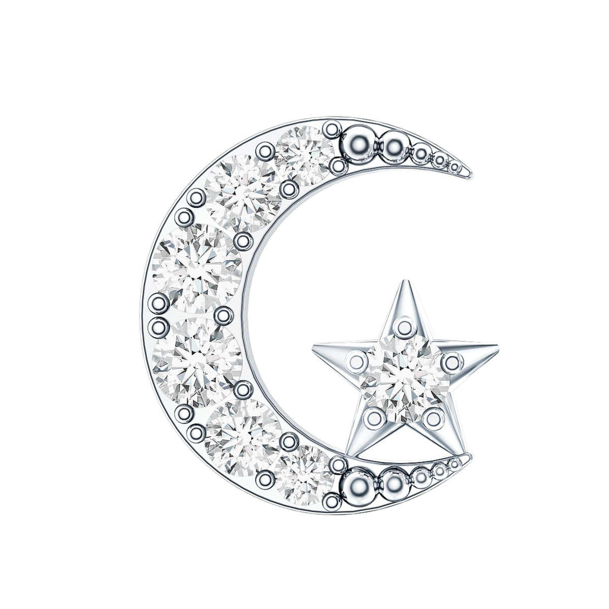 Moissanite Moon and Star Cartilage Earring