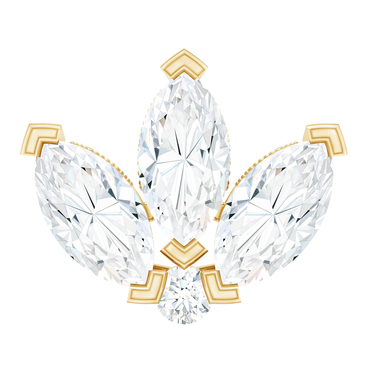 Marquise Diamond Lotus Earring for Cartilage Piercing
