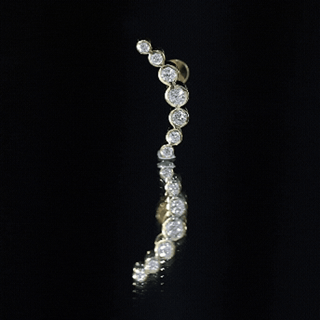 Graduated Diamond Crawler Helix Earring in Bezel Set