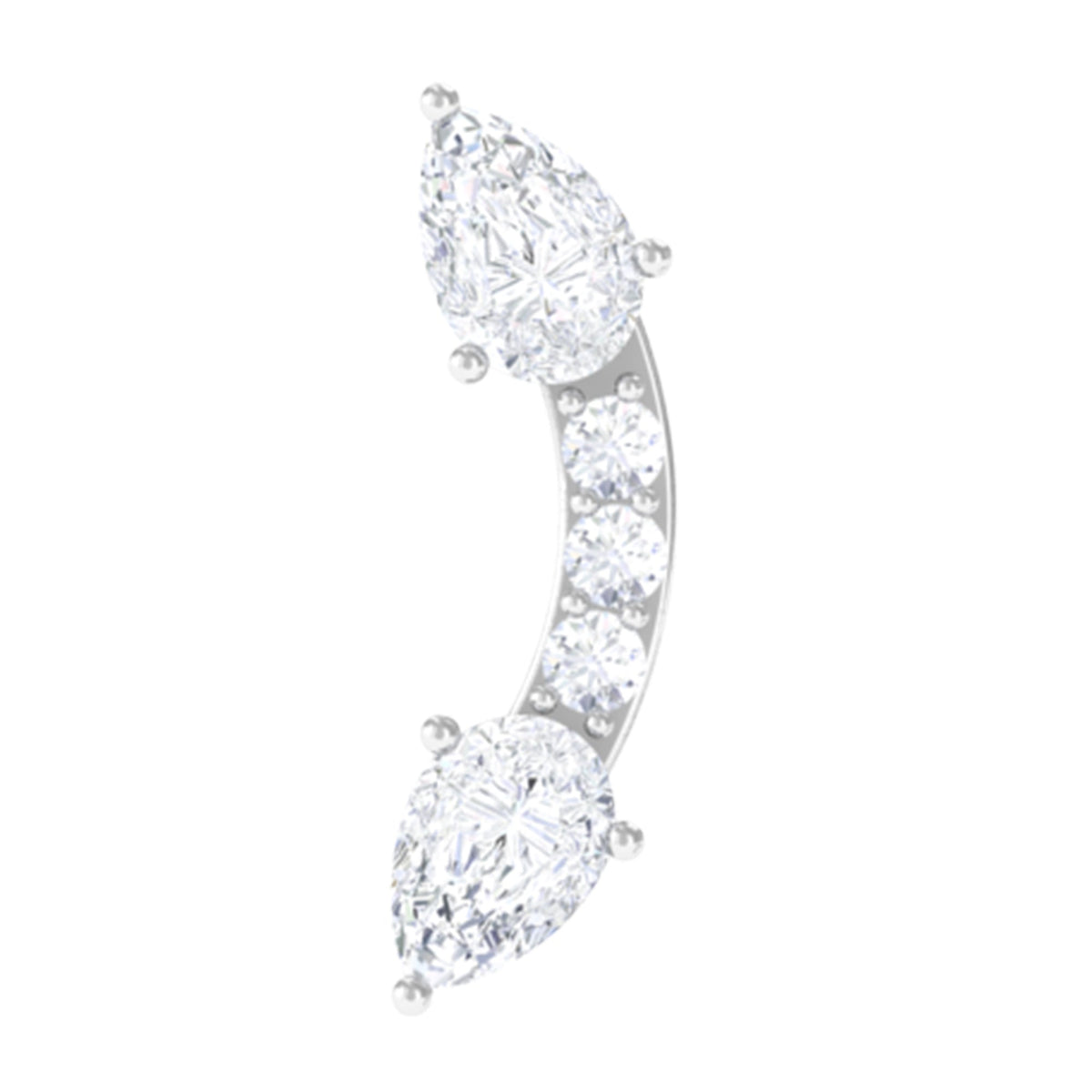 Pear Shape Diamond Curved Helix Earring