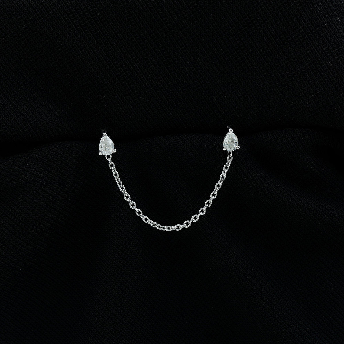 Pear Shape Diamond Chain Double Piercing Earring