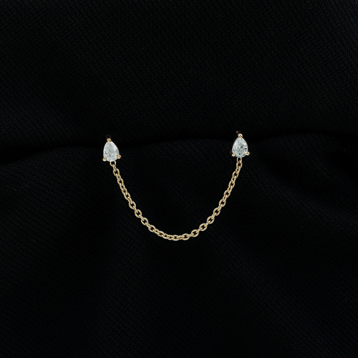 Pear Shape Diamond Chain Double Piercing Earring