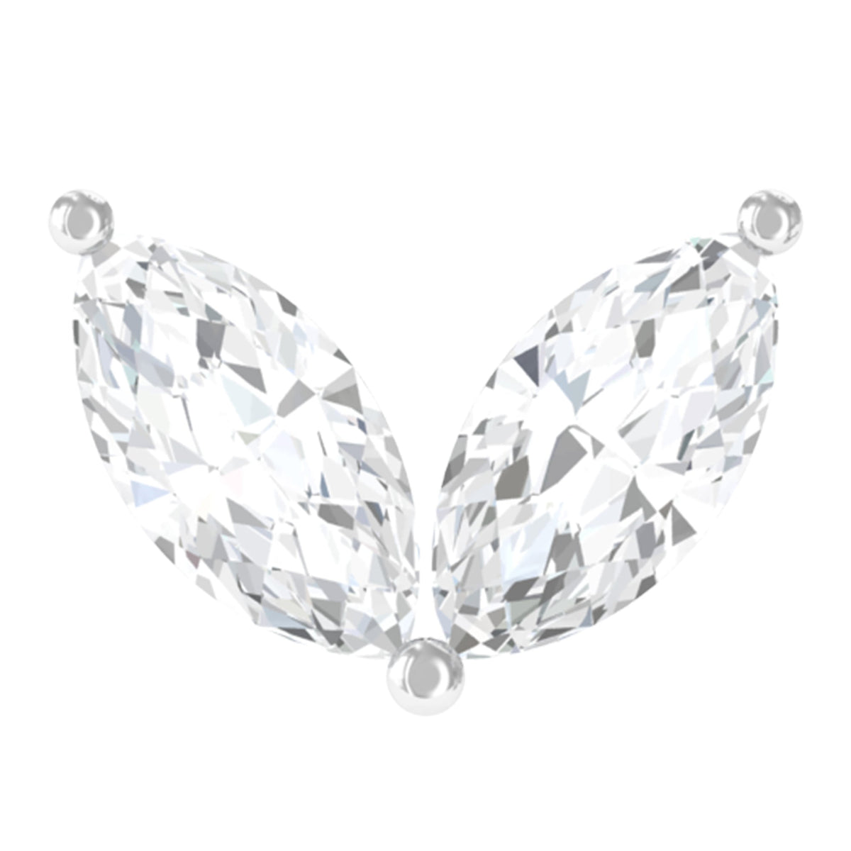 Marquise Diamond Two Stone Earring for Tragus Piercing